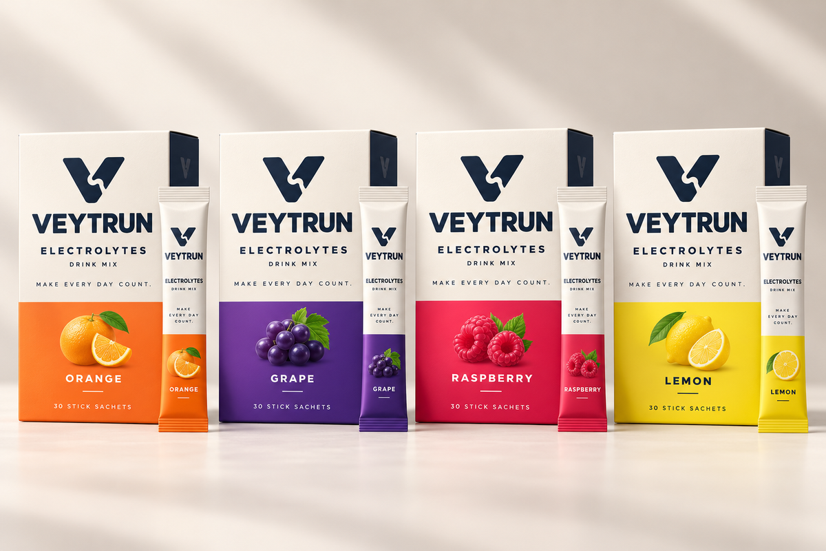 VEYTRUN Range electrolytes box and sachet — packaging concept